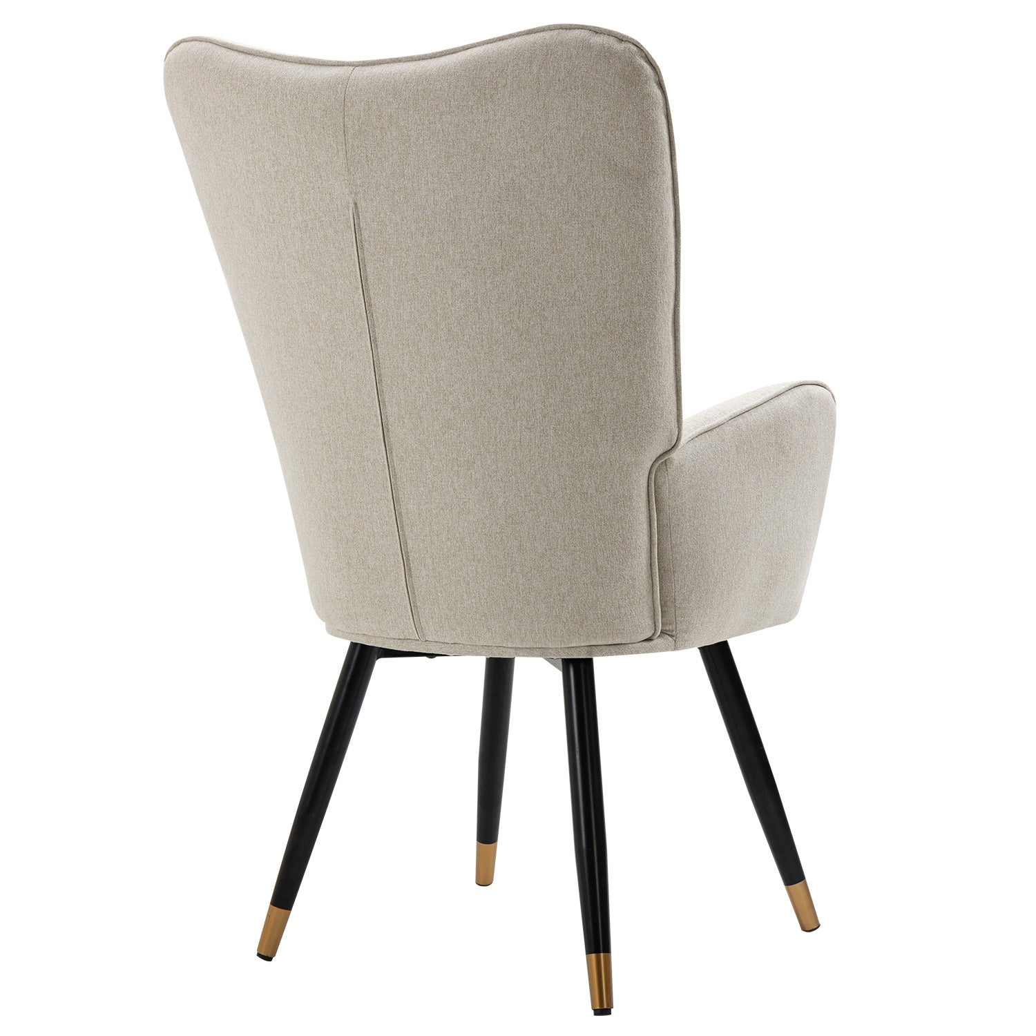 Scandinavian armchair with armrests in beige fabric with stitching - FUNKEL