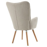 Scandinavian armchair with armrests in beige fabric with stitching - Funkel