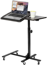 Swivel computer table/stand with casters and adjustable height - AMALTHEA BLACK WOOD