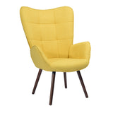 Sillón escandinavo acolchado con reposabrazos amarillos, patas de madera oscura - BOGDAN YELLOW DARK WOOD LEG