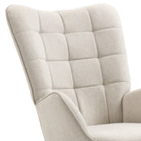 Sedia a dondolo per allattamento scandinava con braccioli in tessuto beige con cuciture - FUNKEL