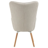 Scandinavian armchair with armrests in beige fabric with stitching - Funkel