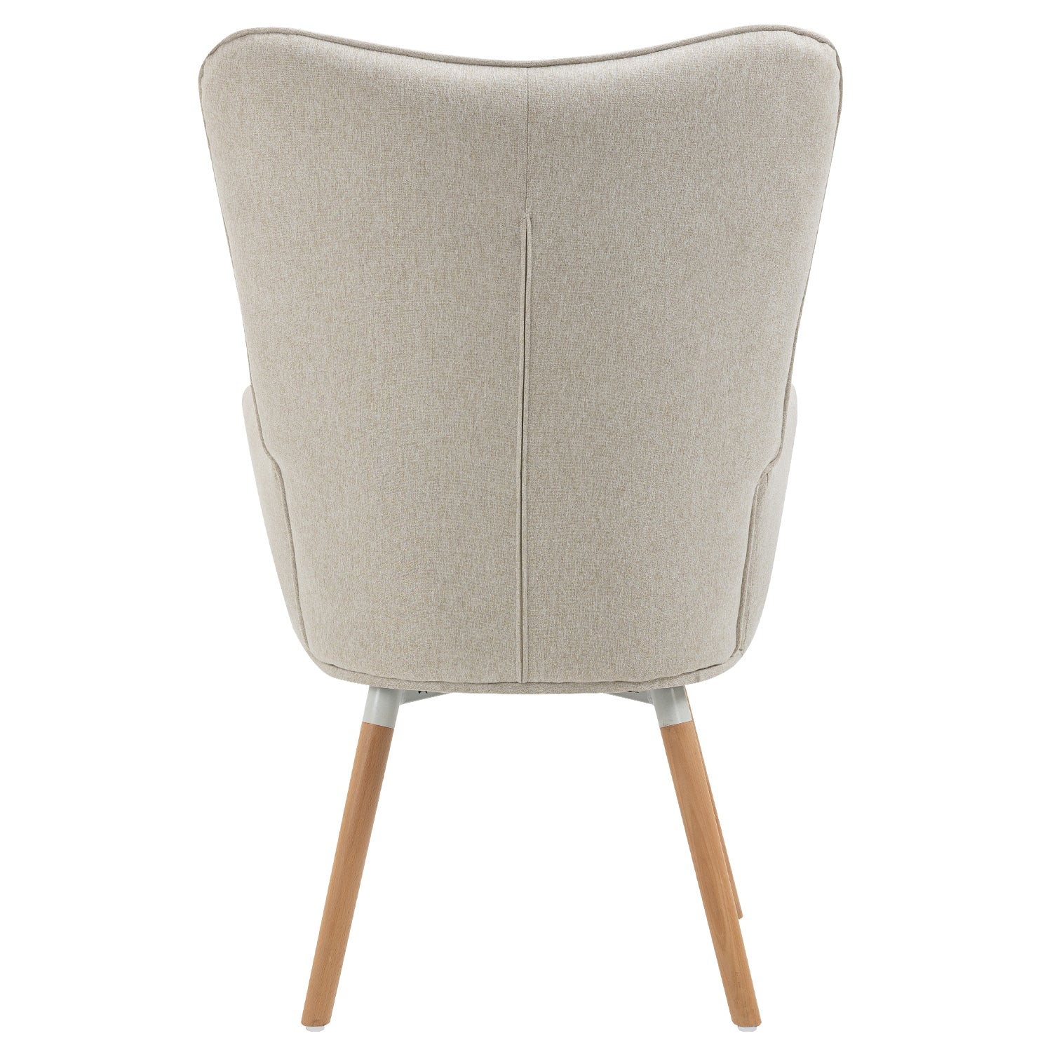 Scandinavian armchair with armrests in beige fabric with stitching - FUNKEL