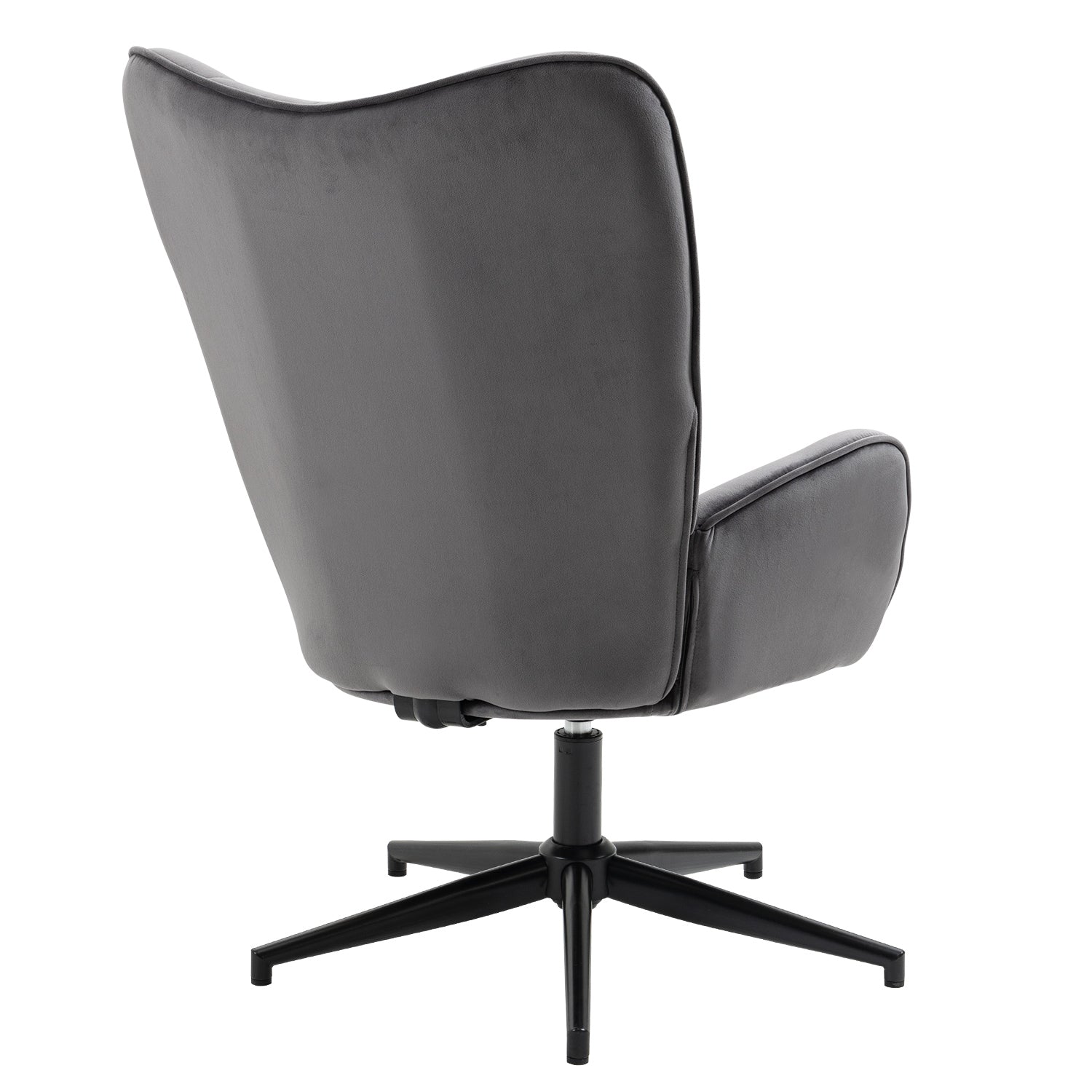 Relaxation chair, living room armchair with armrests, 360 degree swivel, in gray fabric, black metal legs - LINDELOF GRAY