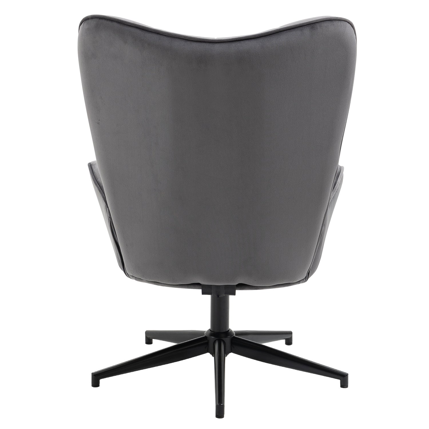 Relaxation chair, living room armchair with armrests, 360 degree swivel, in gray fabric, black metal legs - LINDELOF GRAY