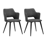 Set of 2 Scandinavian dining room armchairs with armrests in gray fabric - Akanji