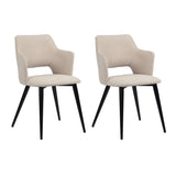 Lot de 2 fauteuils de salle à manger scandinaves avec accoudoirs en tissu beige - AKANJI