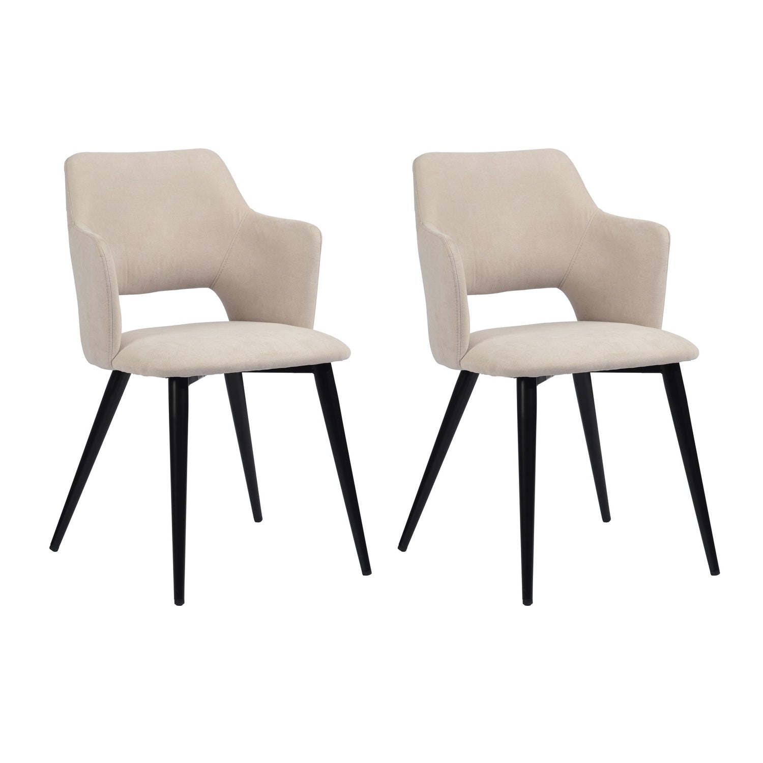 Set of 2 Scandinavian dining room armchairs with beige fabric armrests - Akanji