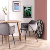 Set of 2 Scandinavian dining room chairs with padded seat, in gray velvet and imitation wood metal legs - ALDRIDGE GRAY