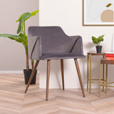 Set of 2 Scandinavian dining room chairs with padded seat, in gray velvet and imitation wood metal legs - ALDRIDGE GRAY