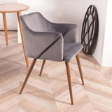 Set of 2 Scandinavian dining room chairs with padded seat, in gray velvet and imitation wood metal legs - ALDRIDGE GRAY