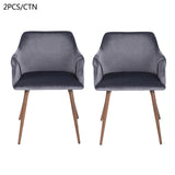 Juego de 2 sillas de comedor escandinavas con asiento acolchado, en terciopelo gris y patas de metal imitación madera - ALDRIDGE GREY