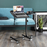 Swivel computer table/stand with casters and adjustable height - AMALTHEA BLACK WOOD