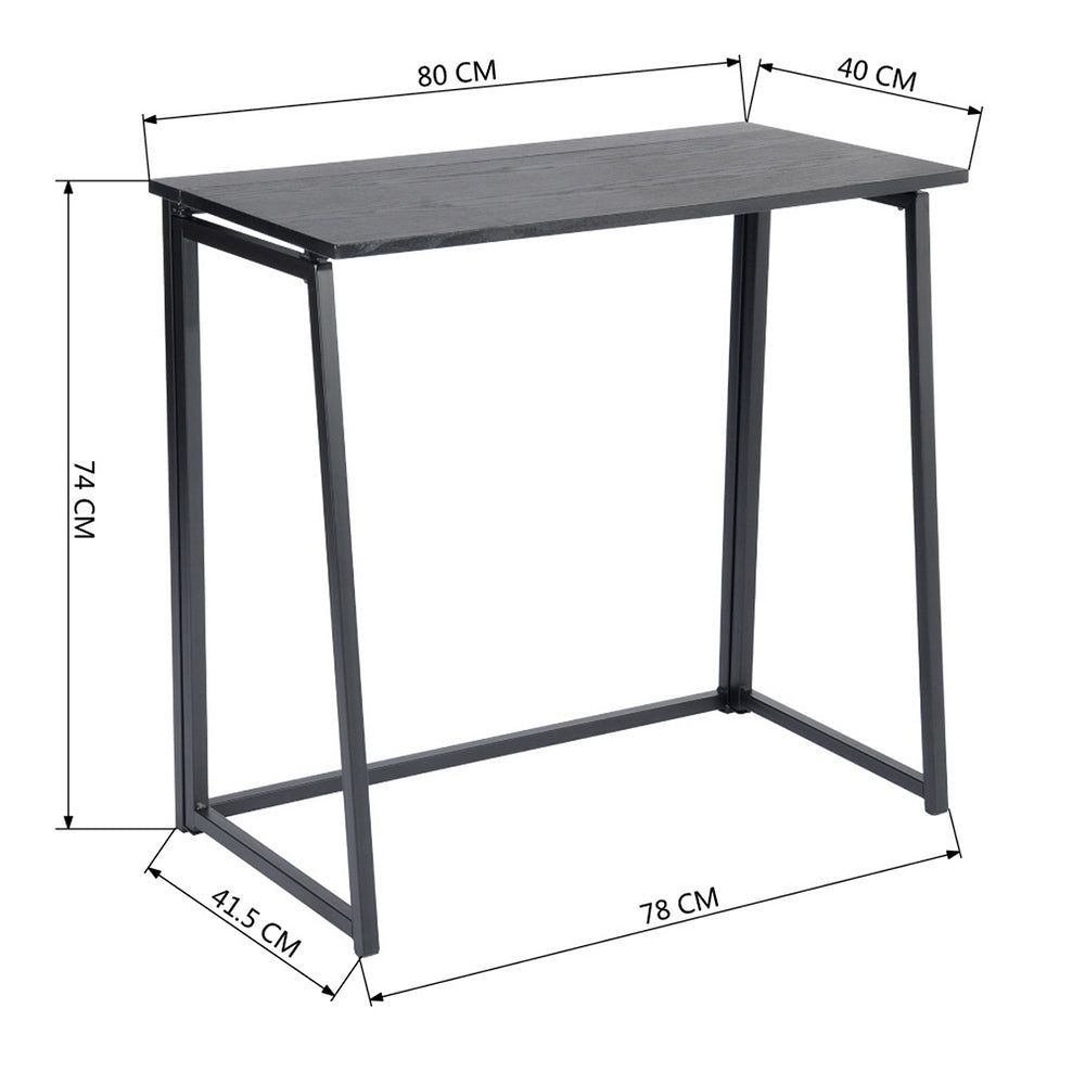 Foldable Industrial Computer Desk/Table in Wood and Black Metal - ASCOLI BK