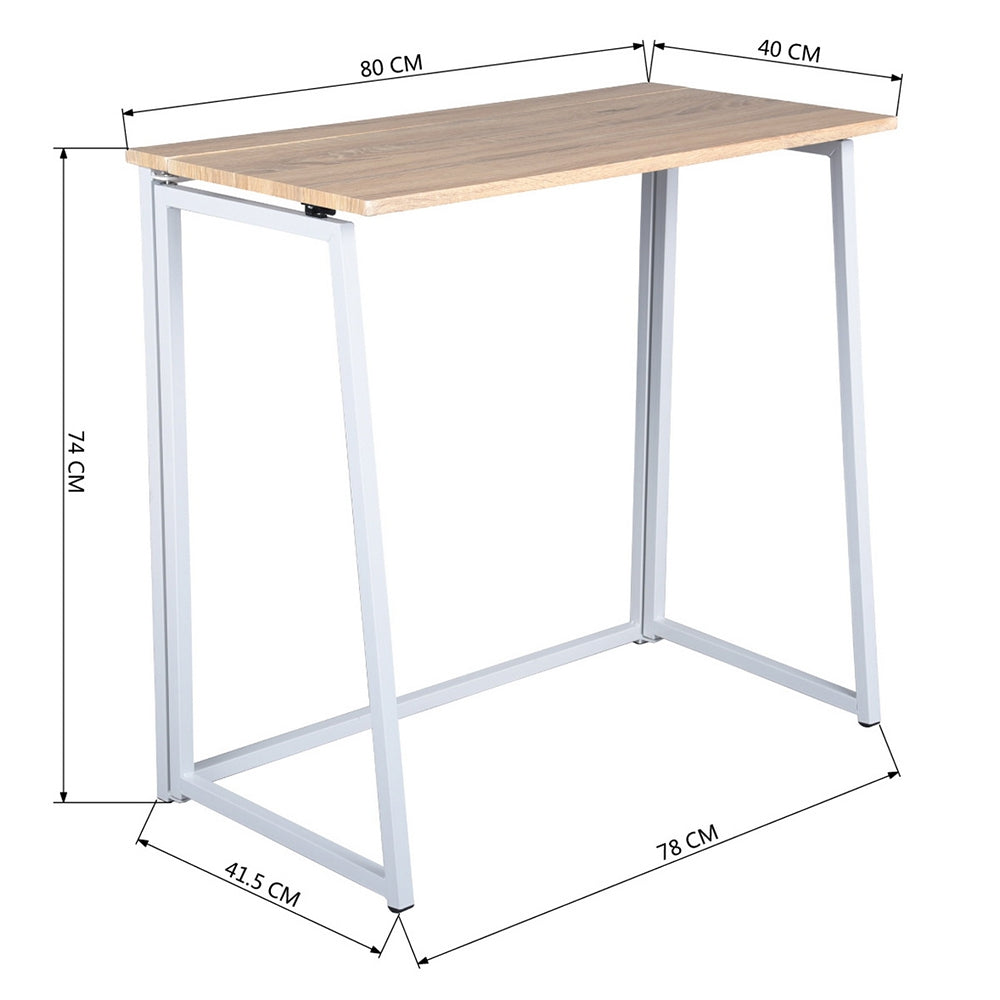 Bureau/table d'ordinateur pliable en bois de chêne avec pieds en métal blanc - ASCOLI OAK