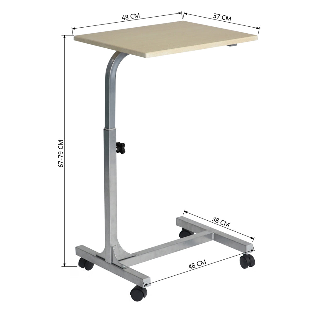 Mesa de noche giratoria/soporte ordenador PC con 4 ruedas regulable en altura - BELLO WOOD