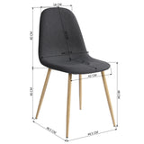 Set di 4 sedie di design scandinavo in tessuto nero, comode per la sala da pranzo - CHARLTON BLACK