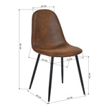 Lot de 4 chaises de salle à manger industrielles en suédine - CHARLTON SUEDE BROWN DT LMKZ