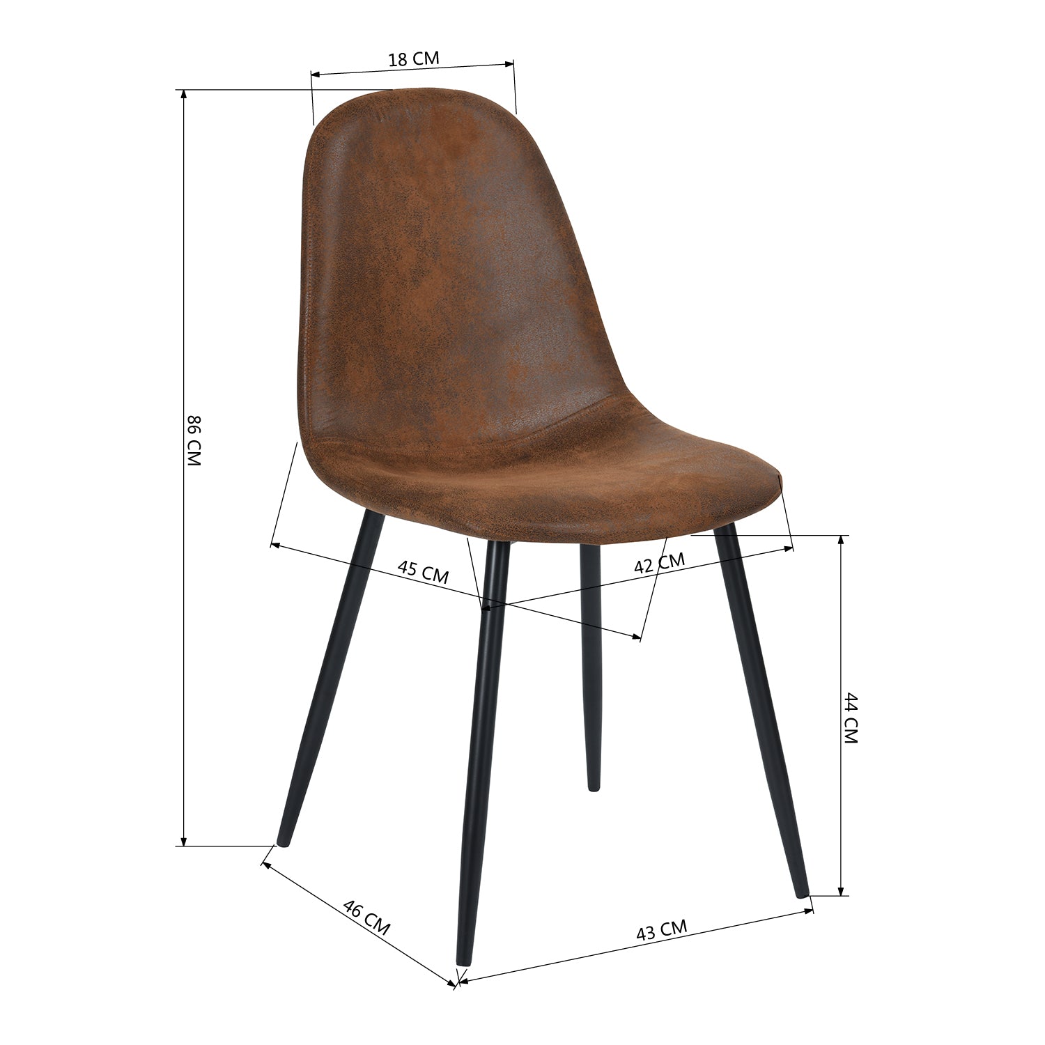 Set of 4 industrial suede dining room chairs - CHARLTON SUEDE BROWN DT LMKZ