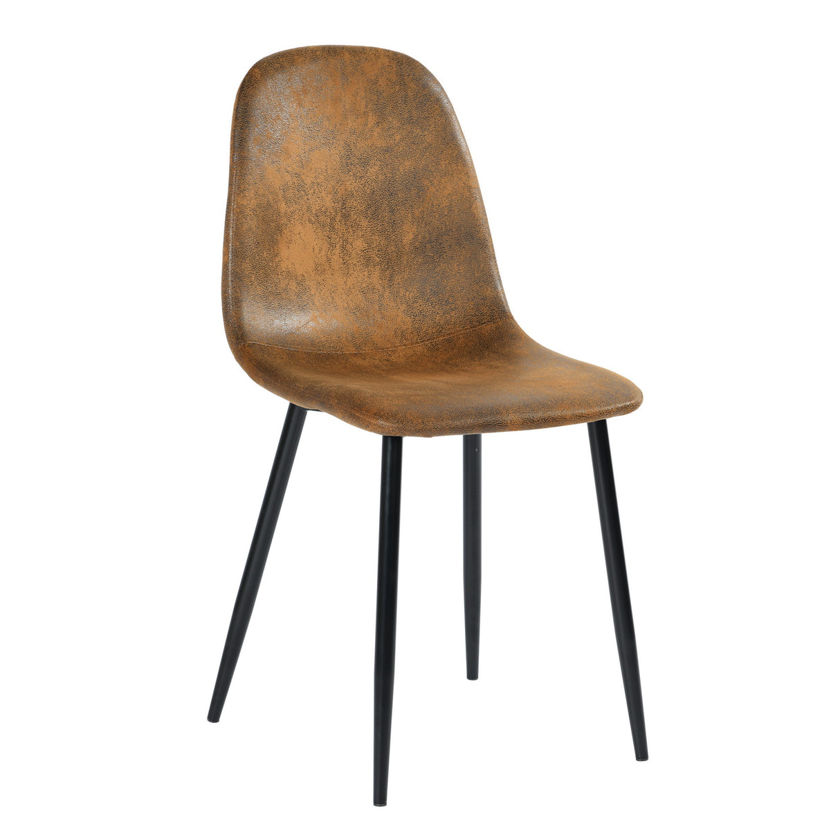 Juego de 4 sillas de comedor retro vintage en tejido ante con patas de metal negro - CHARLTON SUEDE BROWN