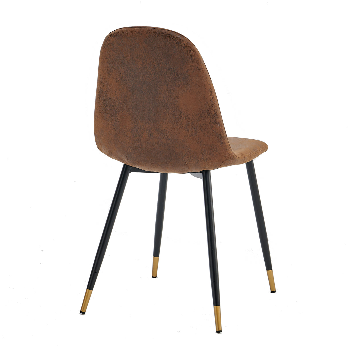 Lot de 4 chaises de salle à manger industrielles en suédine, pieds en métal noir et doré - CHARLTON SUEDE BROWN BG