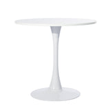 Table Salle à Manger Ronde Scandinave 2-4 Personnes pour Salon Cuisine, en Bois d'ingénierie et métal, Blanc - CLIFT WHITE B