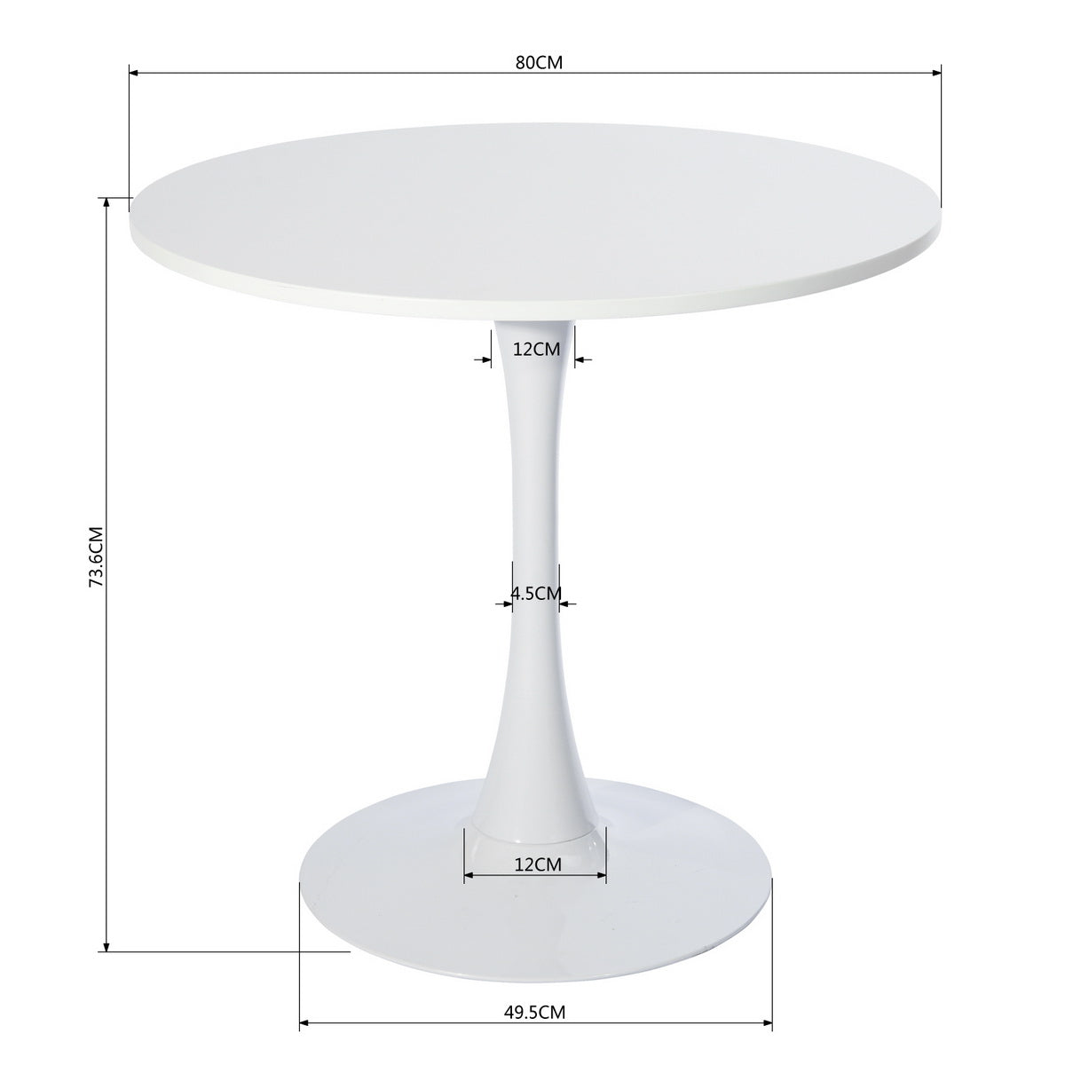 Table Salle à Manger Ronde Scandinave 2-4 Personnes pour Salon Cuisine, en Bois d'ingénierie et métal, Blanc - CLIFT WHITE B