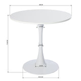 Table Salle à Manger Ronde Scandinave 2-4 Personnes pour Salon Cuisine, en Bois d'ingénierie et métal, Blanc - CLIFT WHITE B