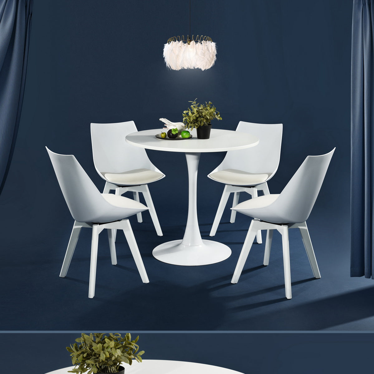 Table Salle à Manger Ronde Scandinave 2-4 Personnes pour Salon Cuisine, en Bois d'ingénierie et métal, Blanc - CLIFT WHITE B