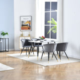 Conjunto de 2 sillas de comedor retro, en terciopelo gris y patas de metal negro y dorado - DONCIC DINING CHAIR GERY BG