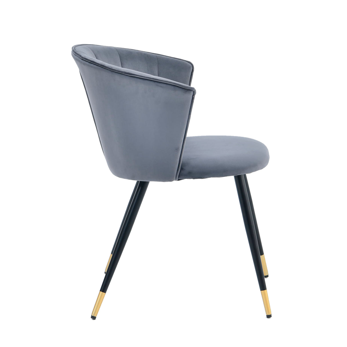 Lot de 2 chaises salle à manger rétro, en velours gris et pieds en métal noir et dorée - DONCIC DINING CHAIR GERY BG