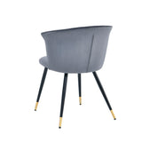 Conjunto de 2 sillas de comedor retro, en terciopelo gris y patas de metal negro y dorado - DONCIC DINING CHAIR GERY BG