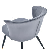 Conjunto de 2 sillas de comedor retro, en terciopelo gris y patas de metal negro y dorado - DONCIC DINING CHAIR GERY BG