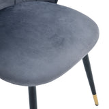 Conjunto de 2 sillas de comedor retro, en terciopelo gris y patas de metal negro y dorado - DONCIC DINING CHAIR GERY BG