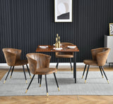 Set of 2 retro suede dining room chairs, black and gold metal legs, DONCIC SUEDE BROWN BG