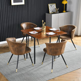 Set of 2 retro suede dining room chairs, black and gold metal legs, DONCIC SUEDE BROWN BG