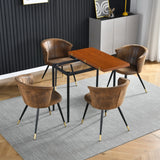 Juego de 2 sillas de comedor retro de ante, patas de metal negro y dorado, DONCIC SUEDE BROWN BG