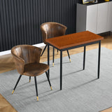 Juego de 2 sillas de comedor retro de ante, patas de metal negro y dorado, DONCIC SUEDE BROWN BG