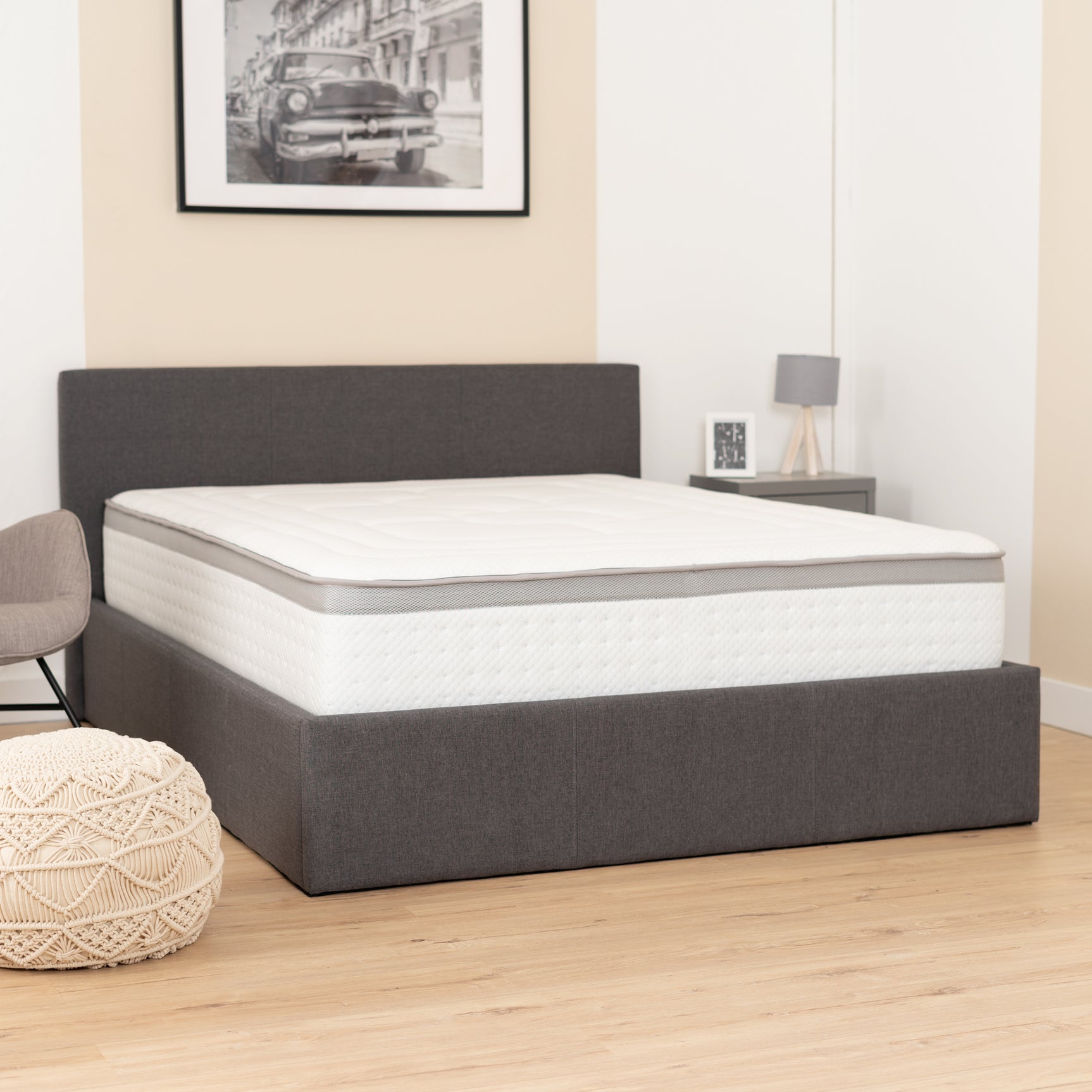 Memory foam mattress 140x190x30cm, in 3D fabric, memory technology and supersoft foam - VENUS HYBRIDE