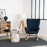 Scandinavian nursing rocking chair with padded blue fabric armrests - EPPING