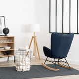 Scandinavian nursing rocking chair with padded blue fabric armrests - EPPING