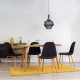 Set di 4 sedie di design scandinavo in tessuto nero, comode per la sala da pranzo - CHARLTON BLACK