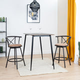 Set of 2 pivoting industrial bar stools with brown fabric file - Hailey 24