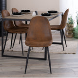 Lot de 4 chaises de salle à manger industrielles en suédine - CHARLTON SUEDE BROWN DT LMKZ