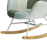 Scandinavian nursing rocking chair with armrests in padded aqua patchwork fabric - EPPING