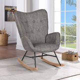 Fauteuil à bascule allaitement scandinave avec accoudoirs en tissu gris foncé capitonné - EPPING