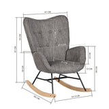 Comfortable rocking chair in dark gray fabric with armrests and padded back - EPPING DARK GRAY