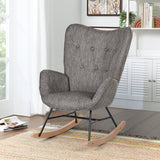 Comfortable rocking chair in dark gray fabric with armrests and padded back - EPPING DARK GRAY