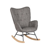 Fauteuil à bascule allaitement scandinave avec accoudoirs en tissu gris foncé capitonné - EPPING