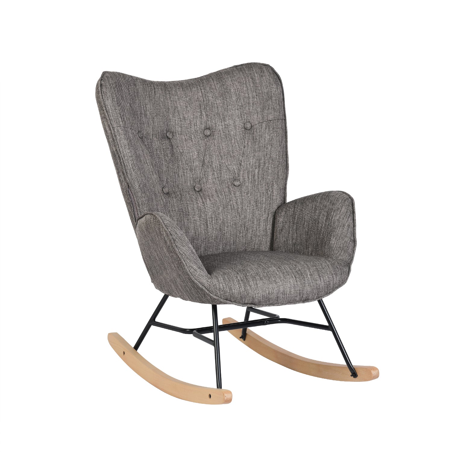 Scandinavian breastfeeding armchair with armrests in dark gray fabric - Epping